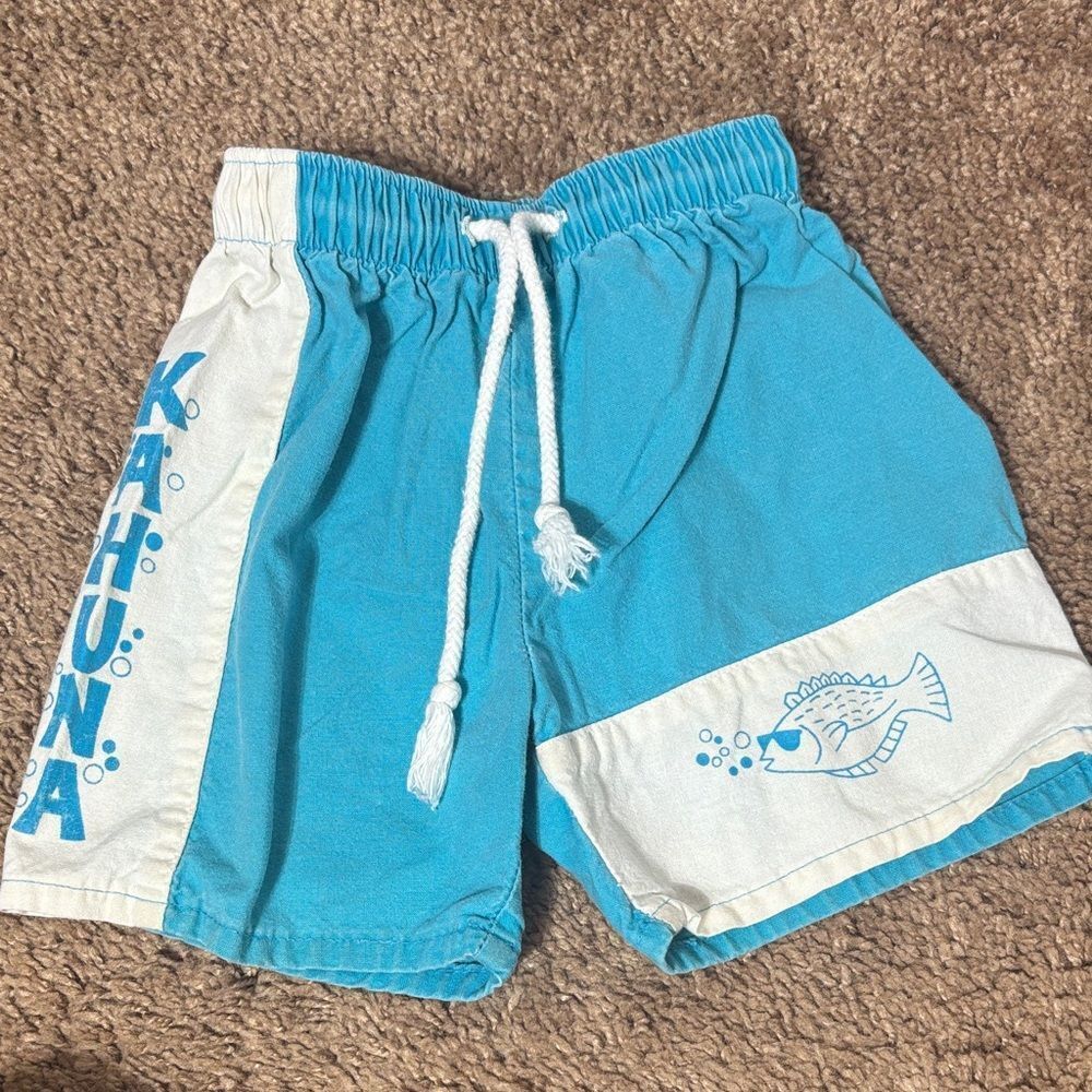 Osh kosh vintage made in USA boys shorts 4T‎ kahuna fish drawstring